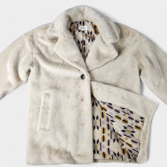 Hartford Women’s Faux Fur Coat Size 8 US Off-White Lined